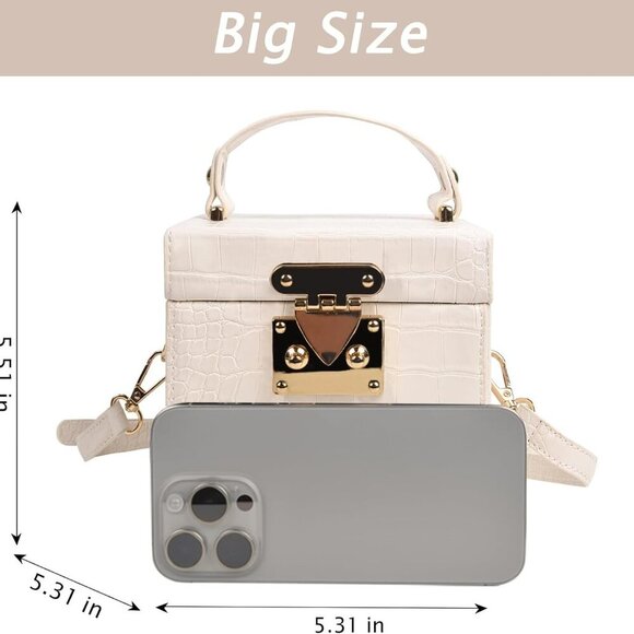 Brand New Cube White PU Handbag Crossbody Clutch - Picture 2 of 6